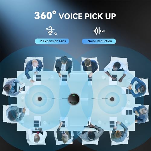 Tenveo 4K PTZ Conference Room Camera System, AI Auto-Tracking 12X Optical Zoom USB3.0 HDMI PTZ Camera and Bluetooth Speakerphone with 2 Expansion Mics Kit Wide Angle for Large Room Meetings