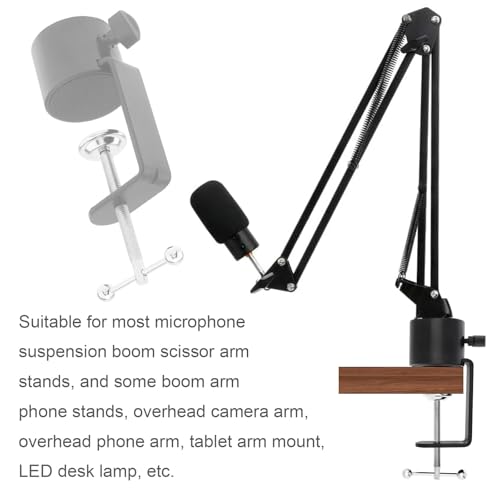 Microphone Stand Table Clamp for Microphone Suspension Boom Scissor Arm Stand Holer, 1/2" Thread Hole Cantilever Bracket Clamp Desk Lamp Clip Fittings Base DIY for Radio Studio Podcast (2)