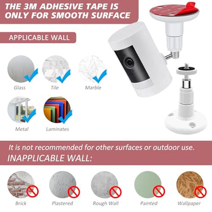 2 Pack Wall Mount Kit, VHB Adhesive or Screw, No Drill, Compatible with Arlo, Eufy Cam, Plug-in Ring & HD Security Camera, Stick & Up Cam Battery, Wyze Cam, Universal Indoor Outdoor Bracket