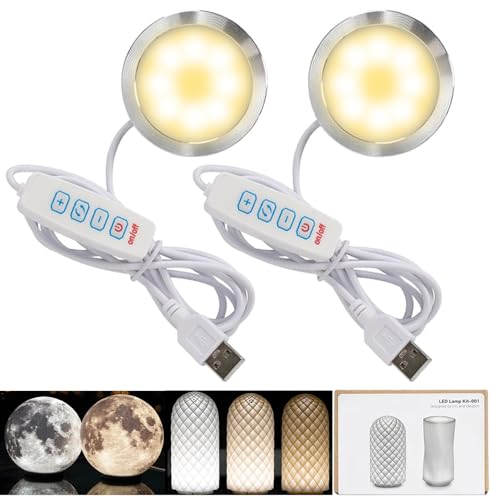 2PCS LED Lamp Kit for Bambu Lab Light Kit MH001, 3 Color Temperature, Power Outage Color Storage, Dimming, 5V USB Puck Light Set DIY Hardware Spare Parts for Makerwold 3D Printed Lamp Projects - color: 2PCS