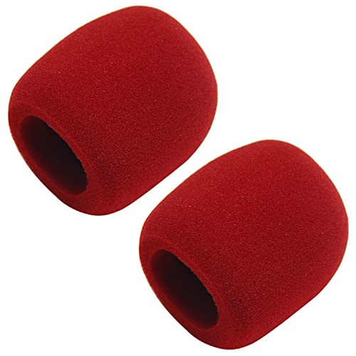 Fielect 2Pcs Microphone Cover Sponge Foam Mic Cover Handheld Microphone Windscreen Shield Protection Micro Foam Filter Wine Red for KTV Broadcasting - color: Wine red