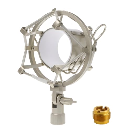 43-48mm Microphone Shock Mount Anti Vibration Mic Suspension Mount Aluminum Alloy Condenser Microphones Holder Clip with Metal Screw Adapter Isolation Absorber Studio Silver - color: Silver, size: For 43mm-48mm Diameter