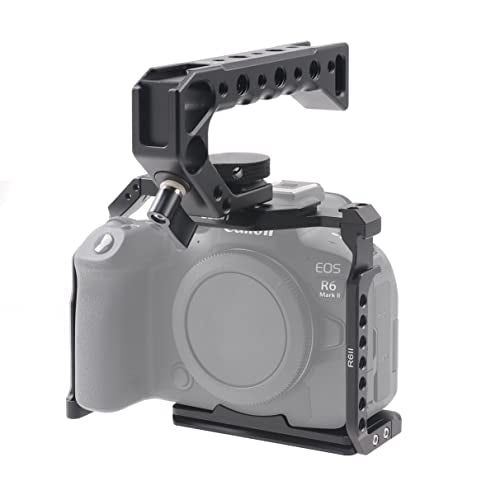 Hersmay EOS R6 II / R6 III Camera Cage with Top Handle for Canon EOS R6 Mark II, R6 Mark III Mirrorless Camera Aluminum Alloy Film Movie Making Camera Video Cage with Shoe Mount - size: For Canon EOS R6II/III