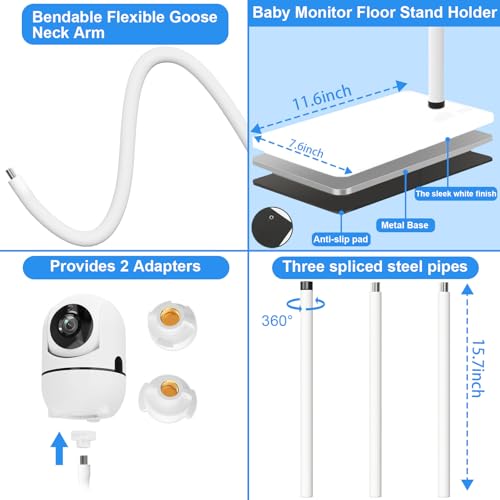 Baby Monitor Floor Stand Holder Mount for Hellobaby HB6550 HB65/HB66/HB248, Nanit Pro & Flex Stand, Momcozy,VTech VM901/VM819/RM7764 Baby Camera Monitor,Adjustable Height Flexible Baby Monitors Holder - size: Floor Stand Mount