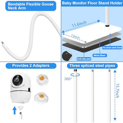 Baby Monitor Floor Stand Holder Mount for Hellobaby HB6550 HB65/HB66/HB248, Nanit Pro & Flex Stand, Momcozy,VTech VM901/VM819/RM7764 Baby Camera Monitor,Adjustable Height Flexible Baby Monitors Holder - size: Floor Stand Mount