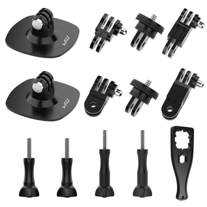 HSU Flexible Adhesive Mount with 3M Adhesive Sticky | Same & Vertical Direction Adjust Arm for Insta360 X4 X3 X2, GoPro Hero 13/12/11/10/9, DJI Osmo Action Camera Accessories