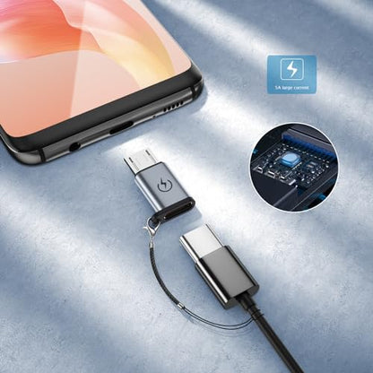 USB C to Micro USB Adapter, Supports 18W Fast Charging, Used for USB C Female to Micro Male Adapter (2 Sets), Cannot be Used for Earphone Audio Playback - color: grey-2