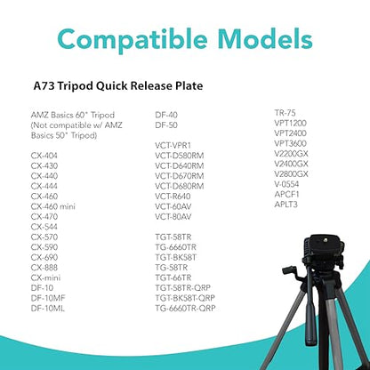 Foto&Tech 2 Pieces A73 Tripod Quick Release Plate Camera Adapter Tripod Velbon CX-444 CX-888 CX-460 CX-460mini CX-470 CX-570 CX-690, DF-50 Sony VCT-D580RM VCT-D680RM VCT-R640, VCT-60AV, VCT-80AV - size: a73