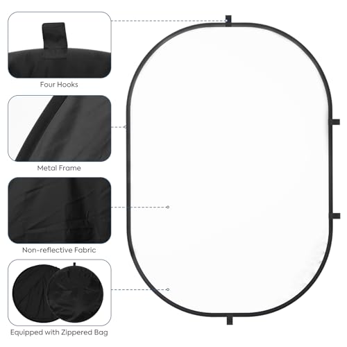 5X6.5ft Backdrop for Photography, Double Sided White Screen and Black Screen, 2 in 1 Collapsible and Reversible Background for Photography, YouTube Videos,and Live Streaming - color: Black White