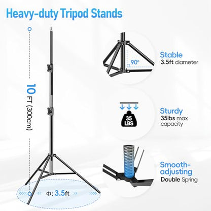 EMART Back Drop Adjustable Stand, 10x20 Backdrop Stand Heavy Duty Photography Background Support System Kit with 300° Angle Rotatable Connector and 8 Spring Clamps for Parties, Wedding, Photo Studio - size: 20×10ft(W×H）