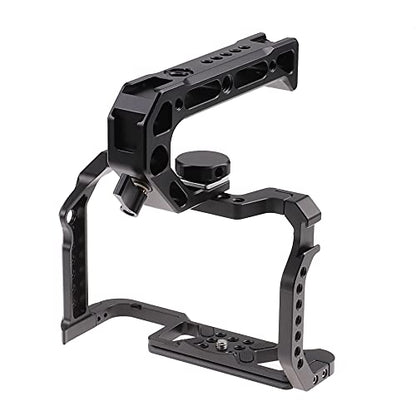 Hersmay R5 R6 Cage with Top Handle,Aluminium Alloy Camera Cage for Canon EOS R5 R6 Mirrorless Cameras, Vlogging Video Shooting Filmmaking Rig Stabilizer with 1/4" Mounting and 3/8" Arri Locating Hole - size: für Canon EOS R5 R6