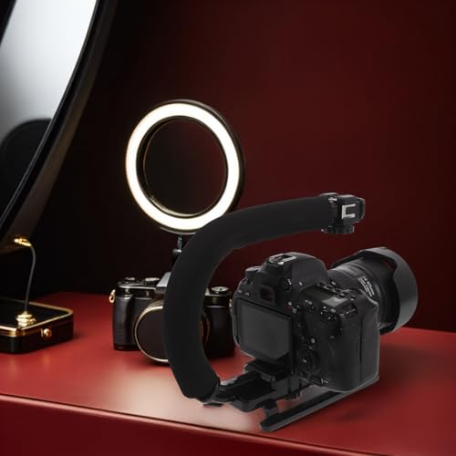 Zerodeko Handheld Camera Stabilizer Grip with Phone Clamp and U-Shaped Cold Shoe Mount for Filmmaking and Video Recording, Compatible with Smartphones and Camcorders