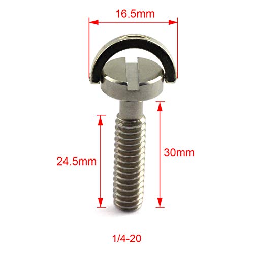 HJ Garden 2pcs 1/4-20 Thread D-Ring Stainless Steel Camera Fixing Screws for Camera Tripod Monopod QR Plate,D Shaft Quick Release Plate Mounting Screw 30mm Length - size: 1/4"-20x30mm