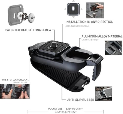 PGYTECH Beetle Camera Clip with Plate for Cameras & Action Camera Quick Release System for Sony, Nikon, Fuji, DSLR Action Camera Backpack Camera Strap Mount (for Action Camera&Cameras) - style: Camera Clip V1 for Action Camera
