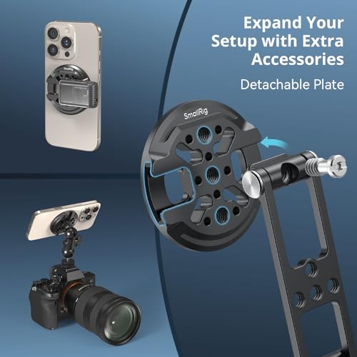 SMALLRIG Magnetic Metal Phone Mount with Cold Shoe Mount, Adjustable Rotatable Phone Tripod Holder Adapter for iPhone 17/16/15, Camera Monitoring, Tripods, Stabilizers - 5156 - size: Phone Tripod Holder