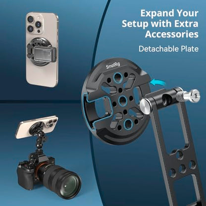 SMALLRIG Magnetic Metal Phone Mount with Cold Shoe Mount, Adjustable Rotatable Phone Tripod Holder Adapter for iPhone 17/16/15, Camera Monitoring, Tripods, Stabilizers - 5156 - size: Phone Tripod Holder