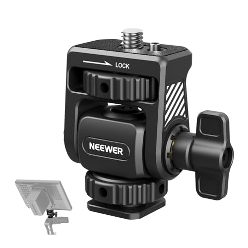 NEEWER Field Monitor Mount Holder with Cold Shoe 360° Swivel 180° Tilt Anti Twist Screw Compatible with Atomos Ninja 5" & 7" Camera Monitor, SmallRig Camera Cage, MA019 - style: MA019 w/Cold Shoe