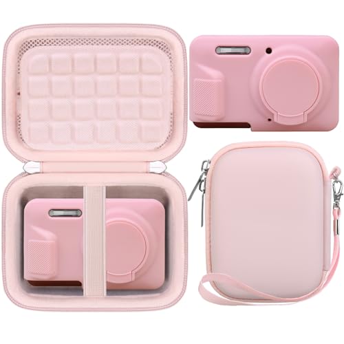 BOVKE Bundle Kit Case for KODAK PIXPRO FZ55 - Hard Carrying Storage Box with Silicone Protective Cover, Travel Holder Bag with Soft Skin Case Sleeve Set for FZ55 Digital Camera & Accessories, Pink - color: Pink