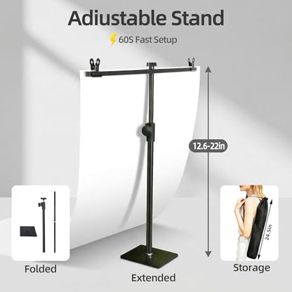 Photo Backdrop for Product Photography: Durable PVC Background Kit in 23.6x35.4in for Food & Small Product Photos - for Online Sellers & Content Creators (White Black & Grey)