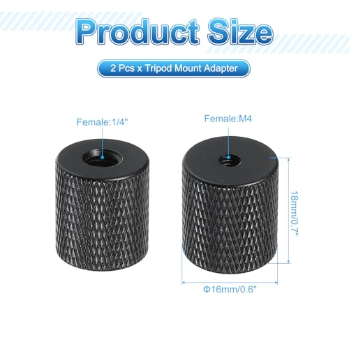 PATIKIL Tripod Screw Adapter 1/4" Female to M4 Male, 2 Pcs Tripod Nut Connectors Camera Mount Screw Camera Double Head Converter for Microphone Holder Magic Arms Accessories, 18 mm - size: 1/4" Female to M4 Male,18 mm