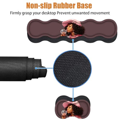 4 in 1 Ergonomic Keyboard Wrist Rest & Mouse Pad Wrist Rest Set, Large XXL Gaming Desk Mat 31.5"x 11.8" with Non-Slip Base, Memory Foam for Home Office Study Gaming, African American Black Girl - color: African American Black Girl