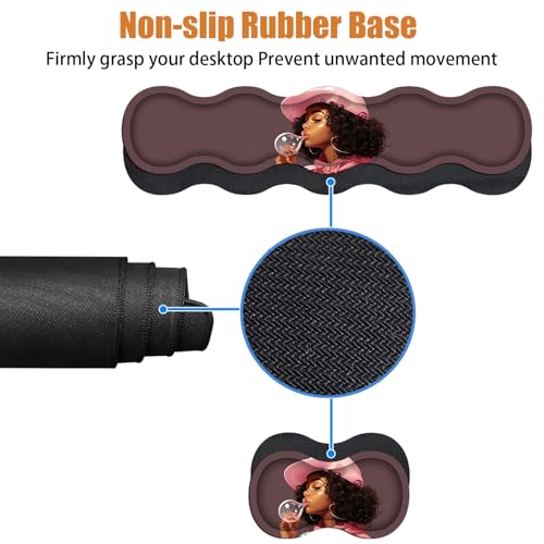 4 in 1 Ergonomic Keyboard Wrist Rest & Mouse Pad Wrist Rest Set, Large XXL Gaming Desk Mat 31.5"x 11.8" with Non-Slip Base, Memory Foam for Home Office Study Gaming, African American Black Girl - color: African American Black Girl