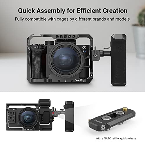 SmallRig Push-Button Rotating NATO Handle, Quick Release Handgrip for DLSR Camera Cage Kit, w/Built-in NATO Rail, Left Side - 3260