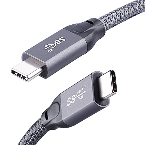QCEs USB C to USB C 3.2 Gen 2 Cable, 6.6Ft USBC Monitor Cable 100W PD Charging, 20Gbps Data for USB4/Thunderbolt 3/4 Compatible with MacBook Pro/Air, iPad, Galaxy S23, Brio 4K Webcam - color: Grey, size: 6.6ft