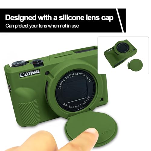 Easy Hood Case for Canon Powershot G7 X Mark III Digital Camera, Soft Silicone Protective Cover with Removable Lens Cover for Canon Powershot G7X Mark III DSLR Camera (Green) - color: Green