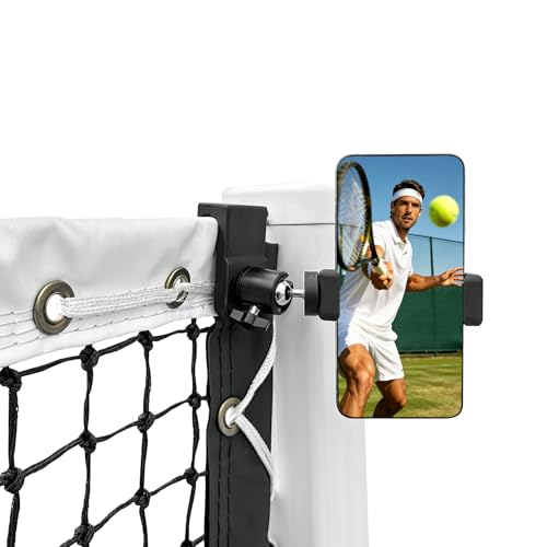 360° Adjustable Dual-Use Phone Holder,Tennis Net & Chain Fence Camera Mount | 360° angle adjustment | Fits phones & action cameras | Dual-use tennis net & chain-link | Standard 1/4"-20 screw interface