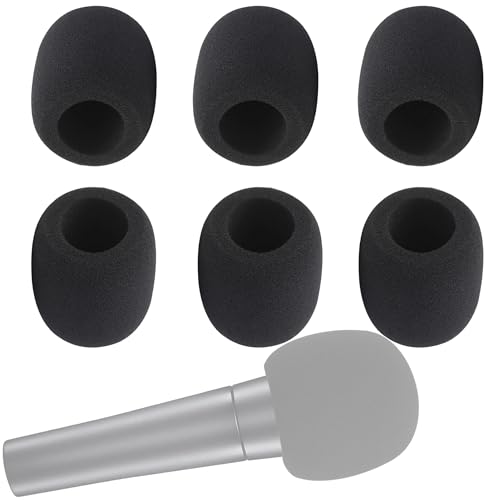 6 Pack Foam Mic Cover for Shure SM58 SM48 and Most Ball-Type Microphone, Handheld Microphone Windscreen Thick and Breathable Foam Microphone Protector Mic Wind Cover