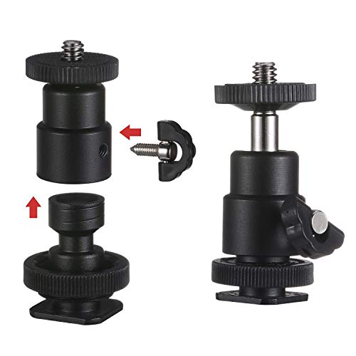 Camera Screw Adapter, KWOKWEI 19pcs 1/4 Inch and 3/8 Inch Converter Female Male Threaded Screws Mount Set, Metal Thread Adapter Converter 360°Camera Ball Head for Monopod, Ball Head - style: B-19Pack