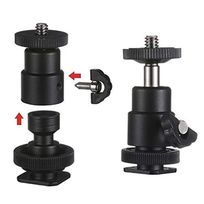 Camera Screw Adapter, KWOKWEI 19pcs 1/4 Inch and 3/8 Inch Converter Female Male Threaded Screws Mount Set, Metal Thread Adapter Converter 360°Camera Ball Head for Monopod, Ball Head - style: B-19Pack