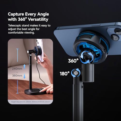 ULANZI SK-10 3-in-1 Phone Cooling Fan, Magnetic Wireless Charger Stand Compatible with iPhone 17 Pro Max, Semiconductor Cooler with Adjustable Desk Holder for Live Streaming, Gaming, Office Video Call