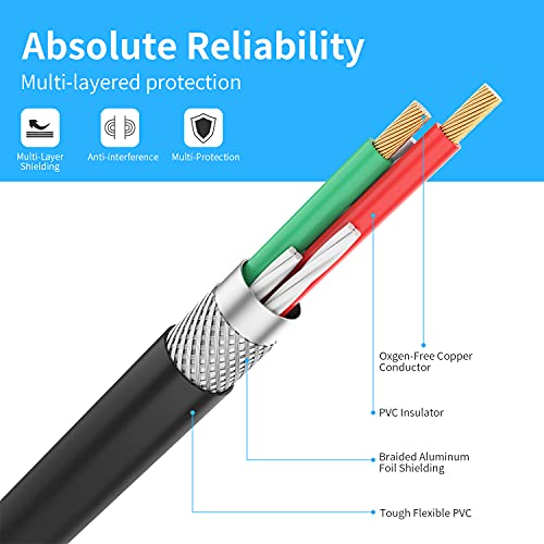 3.5mm to RCA Cable 100ft 3.5mm TRS Male to 2RCA Male Stereo Y Splitter RCA Cord Compatible with Echo Dot, Smartphone, MP3, Tablet, Stereo Receiver, Car, Speaker, HDTV ect. - size: 100FT