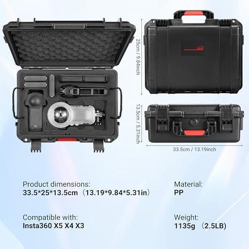 STARTRC VCR Hard Carring Case for Insta360 X5 Dive Case Accessories | Waterproof Protective Hardshell Dual Layers Cases for Insta 360 X5 Bundle Combo with Shoulder Strap