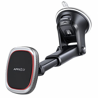 APPS2Car Magnetic Phone Mount, Dashboard Windshield Suction Cup Car Phone Holder Phone Mount with 6 Strong Magnets, Adjustable Telescopic Arm, Compatible with iPhone/Air/Pro/Max/All Smart Phones