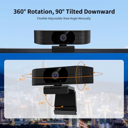 1080P Wireless Webcam for PC, Webcam with Noise-reducing Mic, 92°FOV，360° Rotation, Plug and Play, Wireless Camera Works with Skype, Zoom for Conference meetings, video calls (USB-powered Version) - color: Black