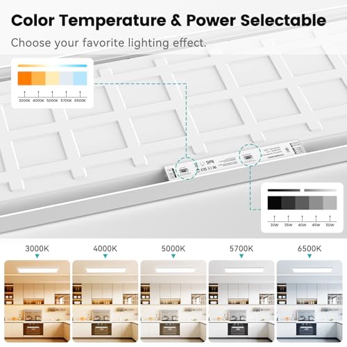 AIKVSXER 36Pack 1x4 LED Flat Panel Light, 6500LM Ultra-Bright, 30-50W White | 3000K-6500K Adjustable, 0-10V Dimming, AC120-277V, Slim Surface Mount Ceiling Light for Office, Home, Garage - color: White, size: 1x4ft-36P