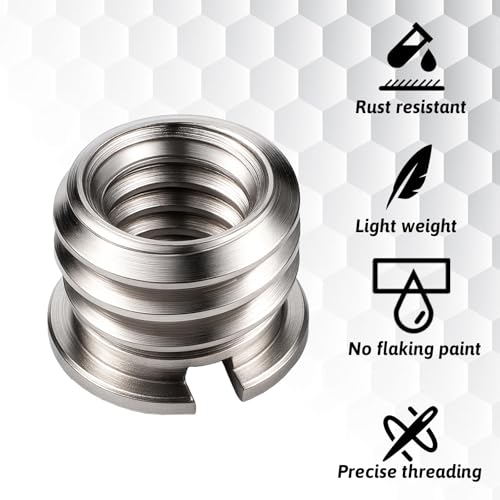 10PCS 1/4"-20 Female to 3/8"-16 Male Tripod Adapter Standard Metal Tripod Adapters 1/4 to 3/8 Reducer Bushing Convert Screw Adapter for Camera Camcorder Monopod Stand Video Light, Sliver