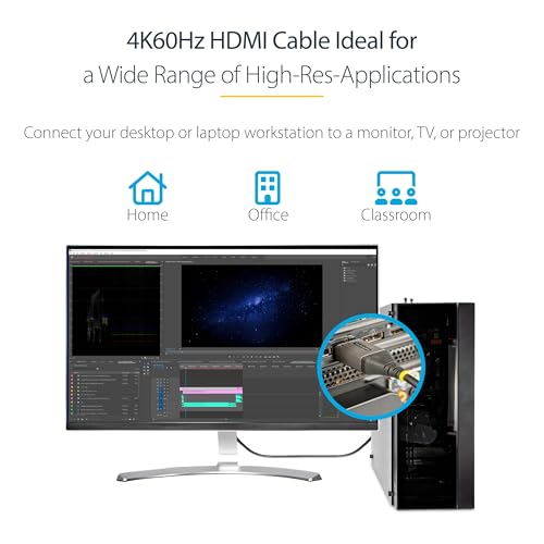 StarTech 6ft Premium Certified HDMI 2.0 Cable, 4K 60Hz, HDR10, M/M - size: 6.6 ft / 2 m