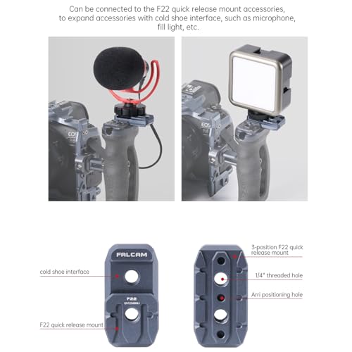 FALCAM F22 Cold Shoe Three Position Dual-Head Quick Release Plate with Dual-Side F22 Quick Release Mount