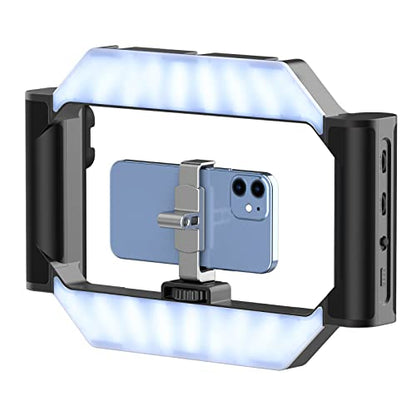 ULANZI Smartphone Video Rig with Light, U-Rig Light Cell Phone Handheld Stabilizer with Ring Light 2500K-9000K CRI 90+ for Filmmaking Live Steam YouTube Video Recording, with 5000mAh Build-in Battery - size: 280*51*195mm