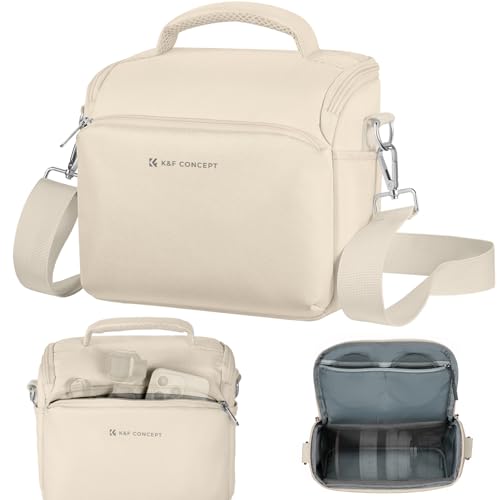 K&F CONCEPT Camera Sling Bag Small Crossbody Camera Case DSLR/SLR/Cute Compact Shoulder Photography Bags for Photographers-Beige - color: 03-Beige