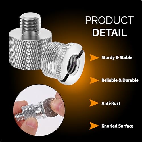 IXTECH Mic Stand Adapter Set 8 pieces Metal Microphone Stand Screw Thread Adapter 5/8 Female to 3/8 Male 3/8 Female to 5/8 Male 5/8 Female to 1/4 Male 1/4 Female to 5/8 Male Tripod Adapter ADP03A Slvr - color: Silver