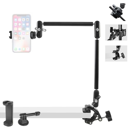 22" Magic Arm with Super Clamp Overhead Camera Mount for Camera, 1/4” Threads Adjustable Desktop Stand Holder Compatible with Phone Microphone Webcam Action Camera Video Light