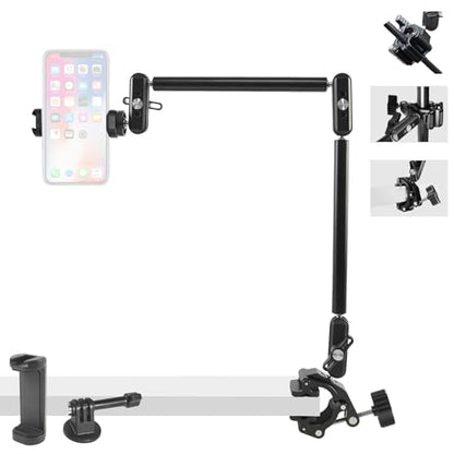 22" Magic Arm with Super Clamp Overhead Camera Mount for Camera, 1/4” Threads Adjustable Desktop Stand Holder Compatible with Phone Microphone Webcam Action Camera Video Light