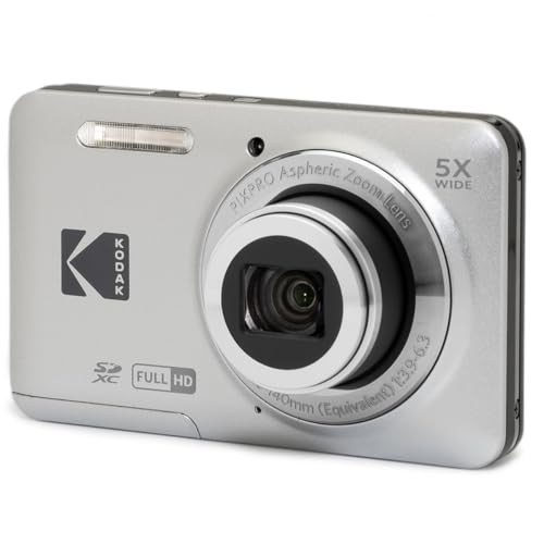 KODAK PIXPRO FZ55-GRY 16MP CMOS Sensor Digital Camera 5X Optical Zoom 28mm Wide Angle 1080P Full HD Video 2.7" LCD Vlogging Camera, Gray - color: Gray