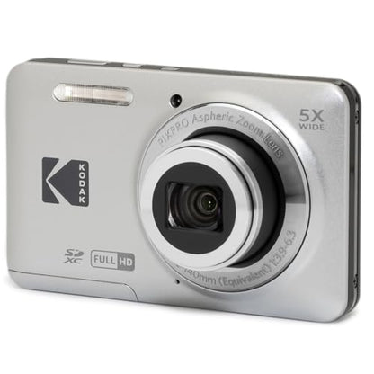 KODAK PIXPRO FZ55-GRY 16MP CMOS Sensor Digital Camera 5X Optical Zoom 28mm Wide Angle 1080P Full HD Video 2.7" LCD Vlogging Camera, Gray - color: Gray