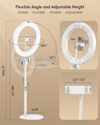 Desk Ring Light with Stand for Computer, Zoom Lighting for Computer, 30 Light Modes for Video Conference, Video Calls, Home Office, Desk Lighting for Video Recording, Podcast, Webcam, Stream